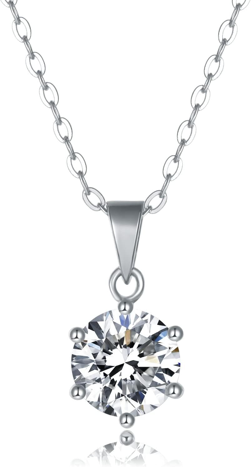 YODEWA Moissanite Solitaire Pendant Necklaces for Women Sterling Silver with D Color VVS1 Clarity Mossanite Jewelry for Girls