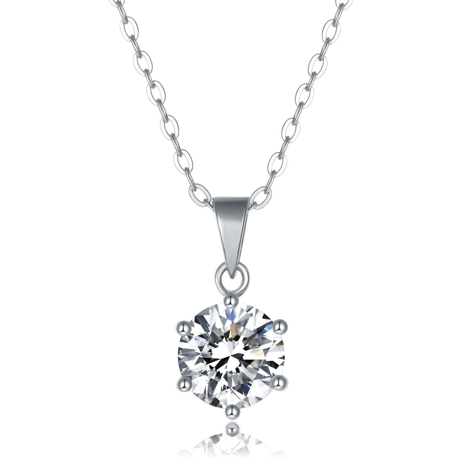 YODEWAMoissanite Necklaces for women 925 sterling silver Chain Pendant Necklace Solitaire D Color VVS1 diamond Real Moissanite Necklace, Sterling Silver, Moissanite