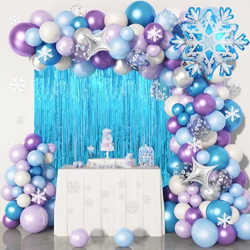 Image of Blue Ocean Decor Curtains Backdrop Streamers Party Decorations 2Pack 3.3x8.2FT Bluey Party Decorations Under The Sea Curtains Frozen Party Decorations Photo Booth Props for Baby Boy Shower