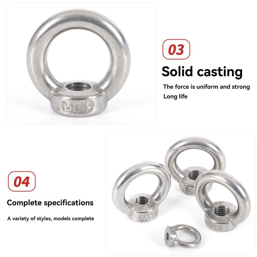 Écrou de Levage en Acier Inoxydable 304 - Écrou de Levage en Acier Inoxydable M10 - Écrous de Levage Circulaires pour Gréement