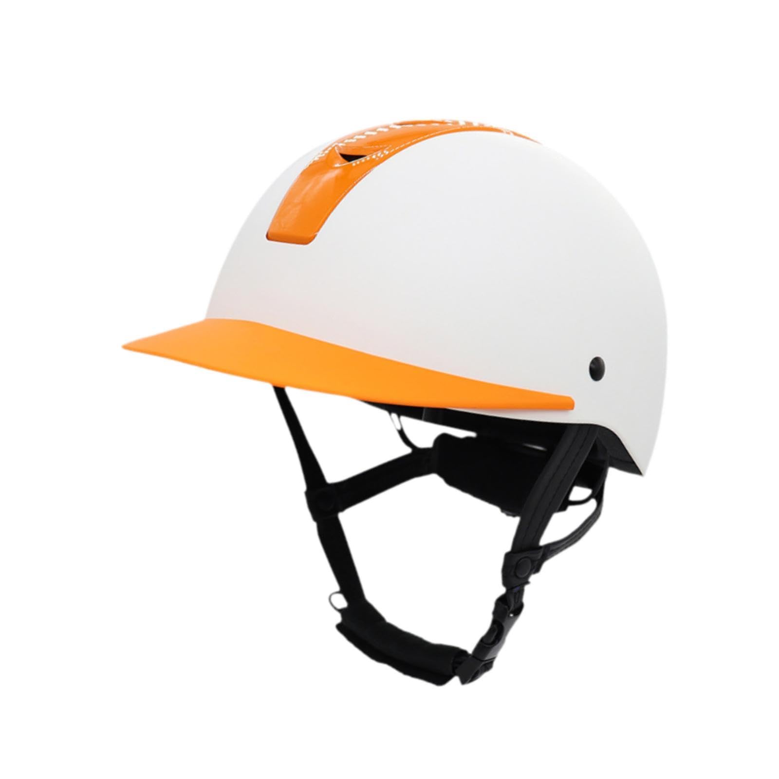 Sharplace Equestrian Helmet Horse Equipment Bike Helmet Summer Lightweight Protective Gear Trendy Comfortable Breathable Equestrian Hat, S White Orange