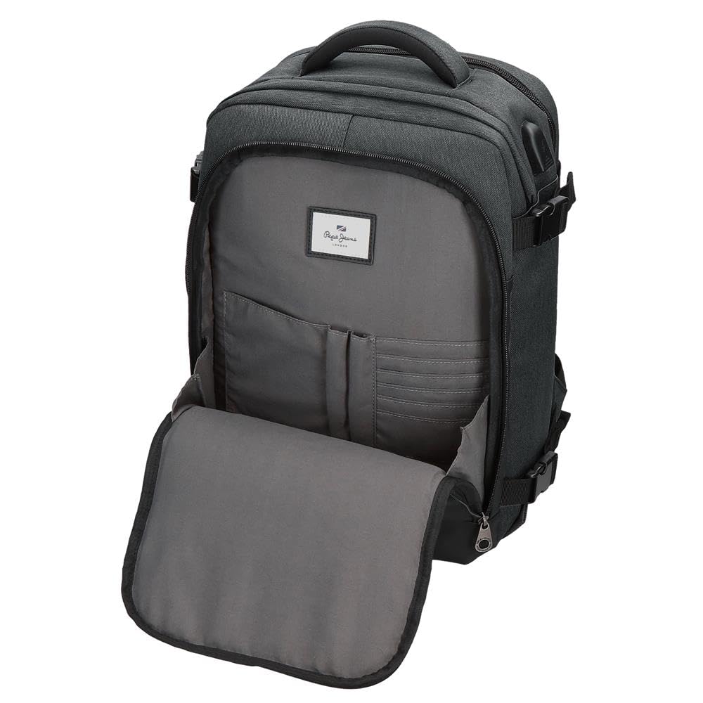 Pepe Jeans Jarvis Maleta de Cabina Verde 25x40x17 cms Piel Sintética y Poliéster 17L 1 kgs Equipaje Mano by Joumma Bags