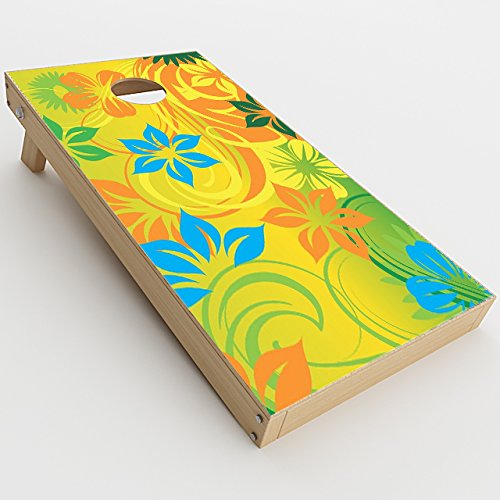 Skin Decal Vinyl Wrap for Cornhole Game Board Bag Toss/Colorful Floral Pattern
