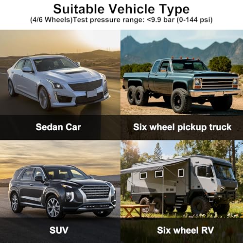 Rv Tire Pressure Monitoring System, Tire Pressure Monitor with Solar/USB Charge, 0-9.9BAR/144PSI TPMS with 6 Sensors & 6 Alarm Modes, Real-time Color LCD Display for RV Trailer Truck SUV - Image 5