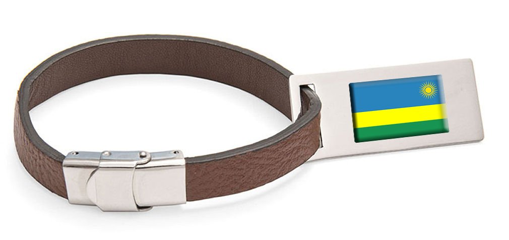 Ruanda Flagge Leder Kofferanhänger Edelstahl Gravur Text