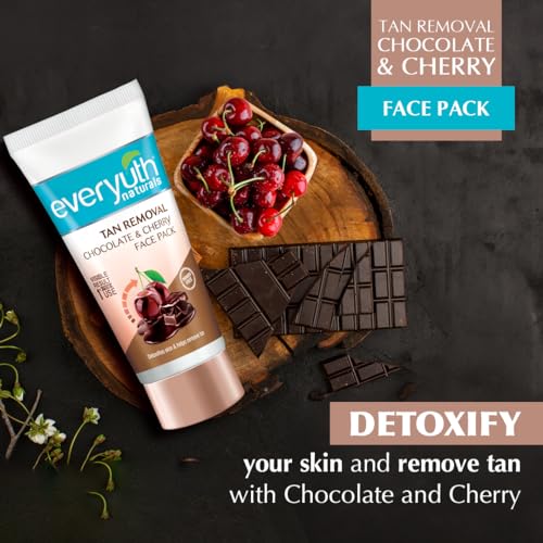 Image of Everyuth Naturals D-Tan Choco Cherry Face Scrub & Face Pack Combo, Deep Cleansing & Tan Removal, Suitable for All Skin Types, 100g Each (Pack of 2)