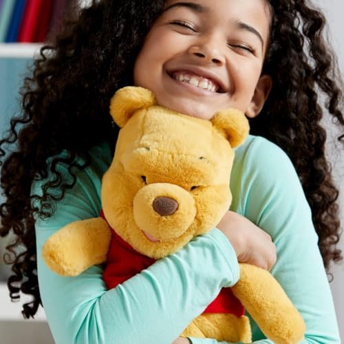 Disney 412312639593 Store Official Pooh Medium Soft Toy For Kids, Cuddly Character With Fuzzy Texture And Embroidered Details, Red T-Shirt, Plushy Suitable thumb #3