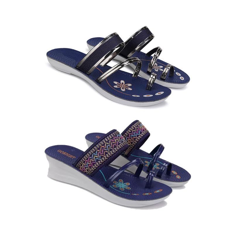 WINGSCRAFT -Women Stylish Flats Fashion Sandal for Party & Wedding/Casual Flat Sandals for Womens & Girls-Combo-1945-1947-7 Blue (B0CZDYSJB6) Amazon Price History, Amazon Price Tracker