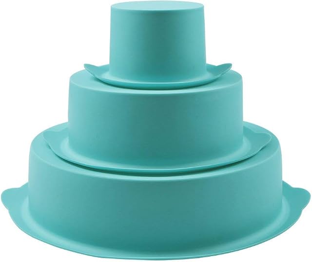 webake Silicone Cake Moulds Tins Round Set of 3 Tier Layer 8.6" 6" 3" Non-Stick Baking Molds 21.8 cm 15 cm 8 cm Bakeware Tray for Birthday Party Wedding Anniversary