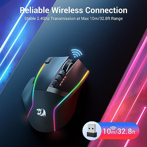Mouse da Gioco Wireless, Mouse Ergonomico Wireless da 16000 DPI con Pulsante di Fuoco Rapido, 9 Pulsanti Macro Programmabili, Gaming Mouse senza Fili con 170 Ore di Durata e RGB per PC/Mac - Mouse gaming - Immagine 1