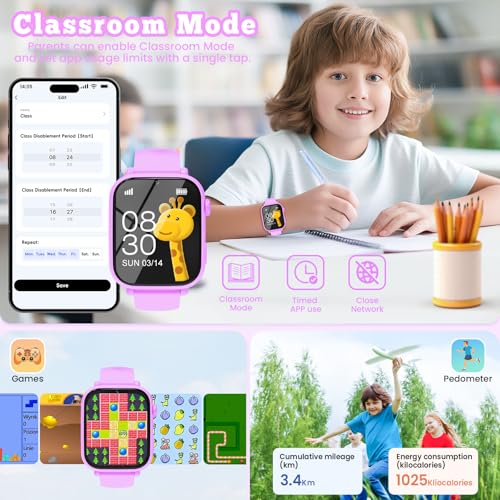 4G Kids Smart Watch for Boys Girls GPS Tracker, Children Watches Phone Call