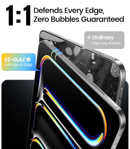 Image of EZ-GLAZ-2 Pack for iPad Pro 11 Inch Screen Protector M5 /M4 (2025 /2024), Military-Grade Shatterproof, 9H+ Tempered Glass with Installation Box, Anti-Scratch, Apple Pencil Compatible, HD Clarity, Bubble Free