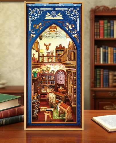 DIY Book Nook Kit 3D Wooden Puzzle, Mini House Book Nook Craft Set, Bookshelf Decoration, Library Model, 223 Puzzles, A Gift for Book Lovers (Book Store) - Image 4
