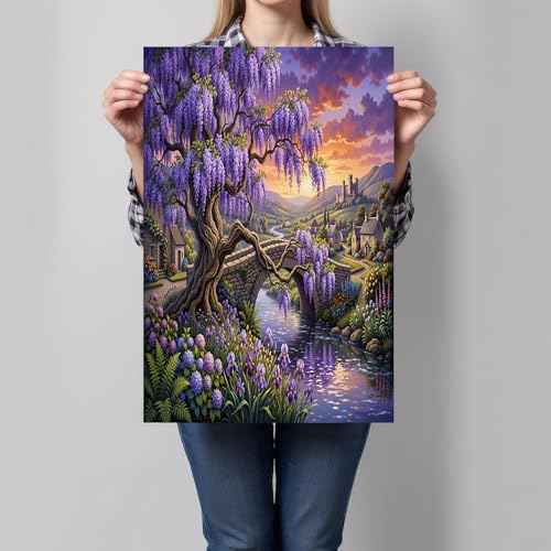 Impression Sur Toile Glycines Rivière Pour Déco Murale Salon Et Chambre