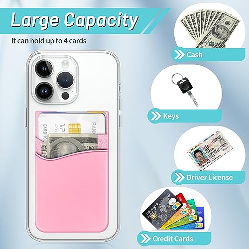 Image of SHANSHUI Phone Pocket, Stick on Wallet Credit Business Card Holder for Back of Phone Pocket Compatible for iPhone, Android and Every Smartphones (Black,White,Pink /3pcs)