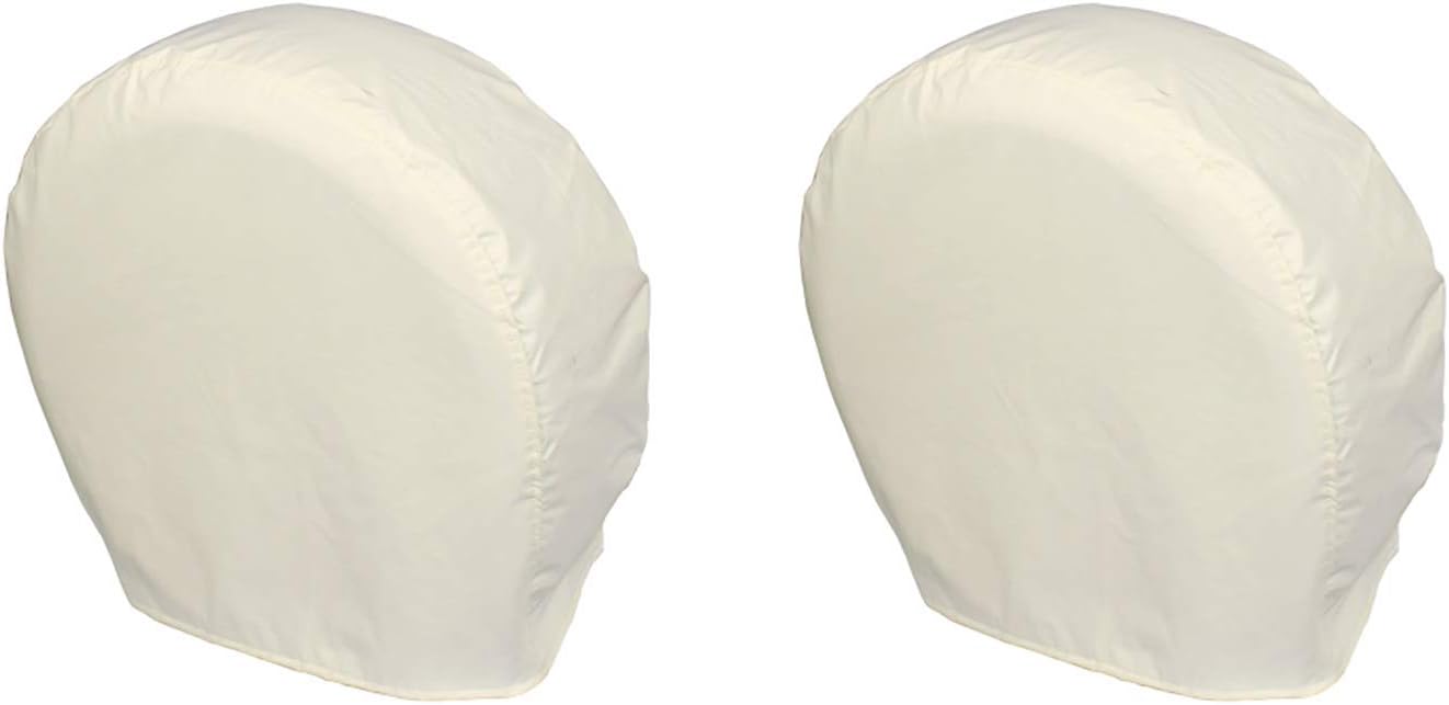 Explore Land Tire Covers 2 Pack - Tough Tire Wheel Protector for Truck, SUV, Trailer, Camper, RV - Universal Fits Tire Diameters 23-25.75 inches, White
