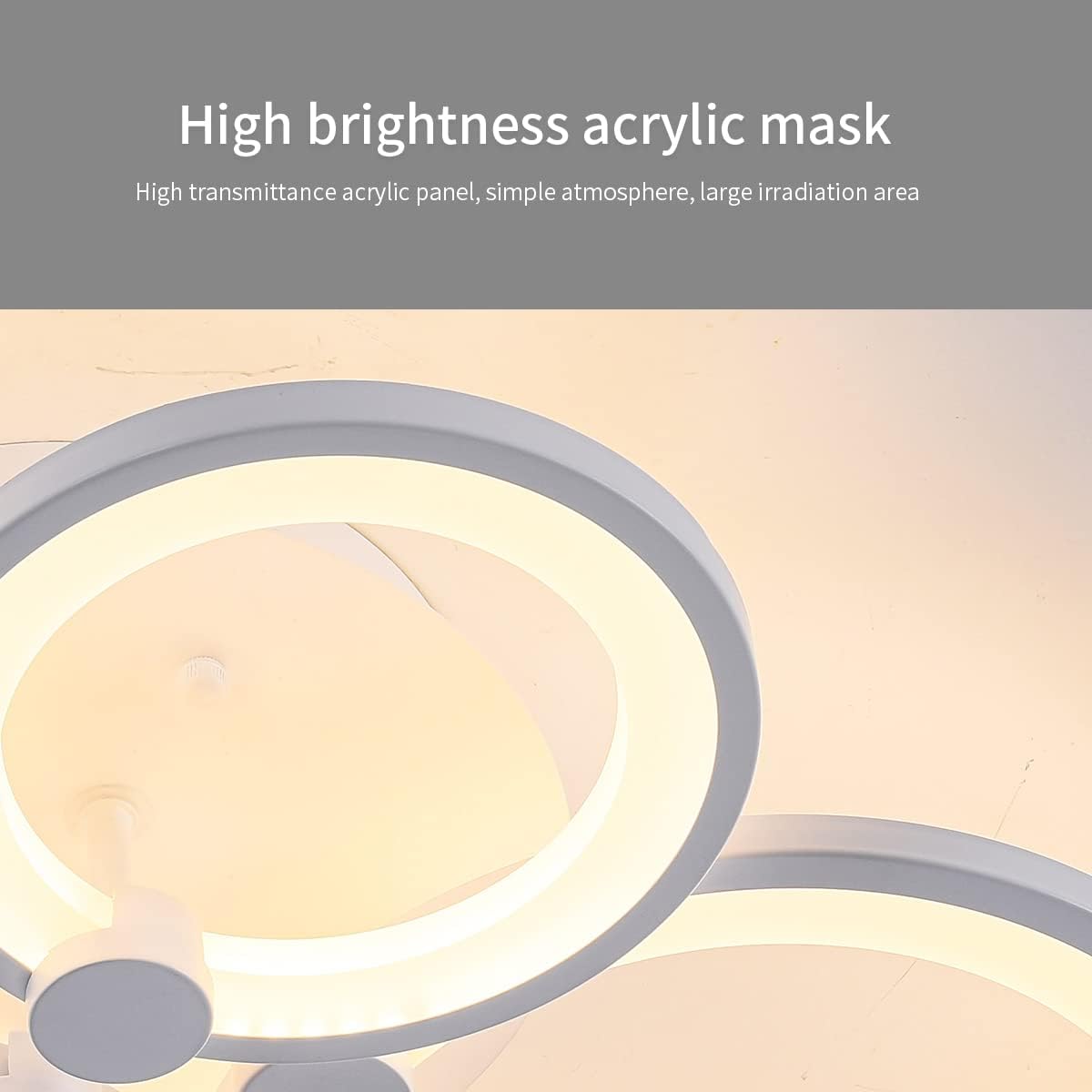 Close-up view of the high brightness acrylic mask of the Ganeed ceiling light.