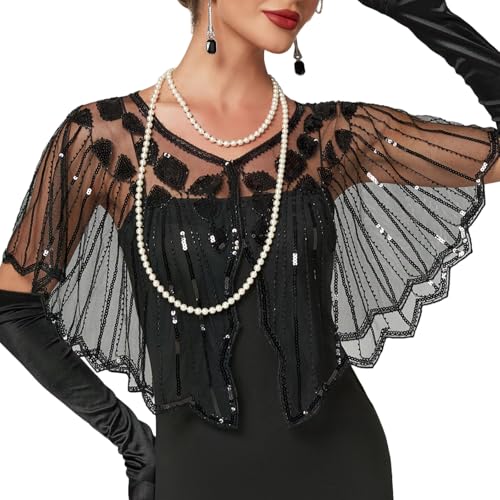 Beaded Shawls for Evening Dresses, Sequin Beaded Evening Cape, Bridal Shawl, Sequin Flapper Shawls for women Formal Party4