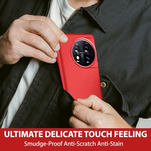 Image of LIRAMARK Liquid Silicone Soft Back Cover Case for OnePlus 11 5G / 1+11 5G (Red)