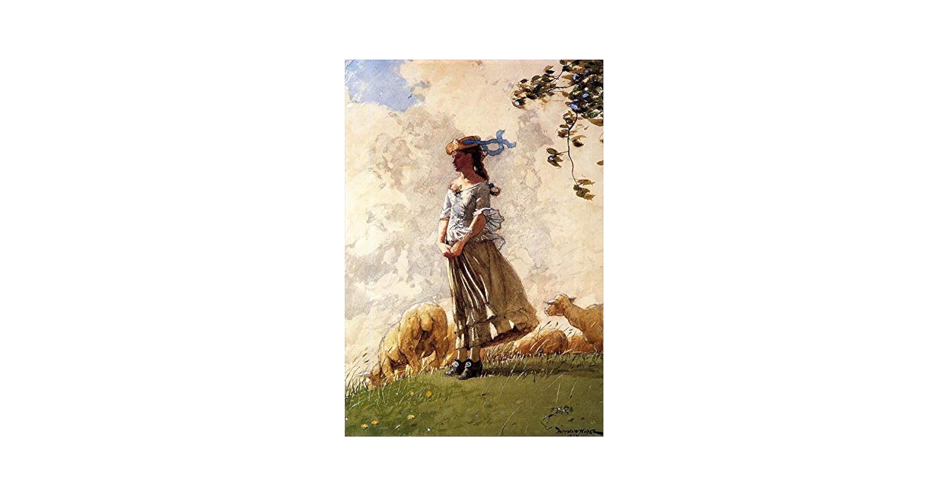 羊飼いの少女　金色フレームの油彩画 Amazon.co.jp: 絵画フレッシュ エア リアリズム羊飼いの少女