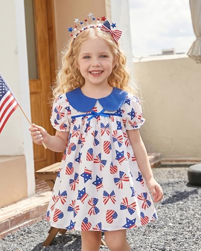 Image of Kucnuzki Baby Girl Clothes Cute Spring Summer Sun Dresses Toddler Casual Puff Sleeve Floral Dress Girls Summer Outfits