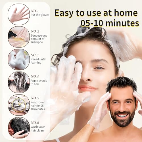 Image of Adbeni Darkest Brown Hair Color Shampoo 400ml with Conditioner | Ammonia & Paraben Free, No Harsh PPD | 5 Min Grey Coverage | For Men & Women | With Argan Oil & Herbal Extract | 10 Pair Gloves