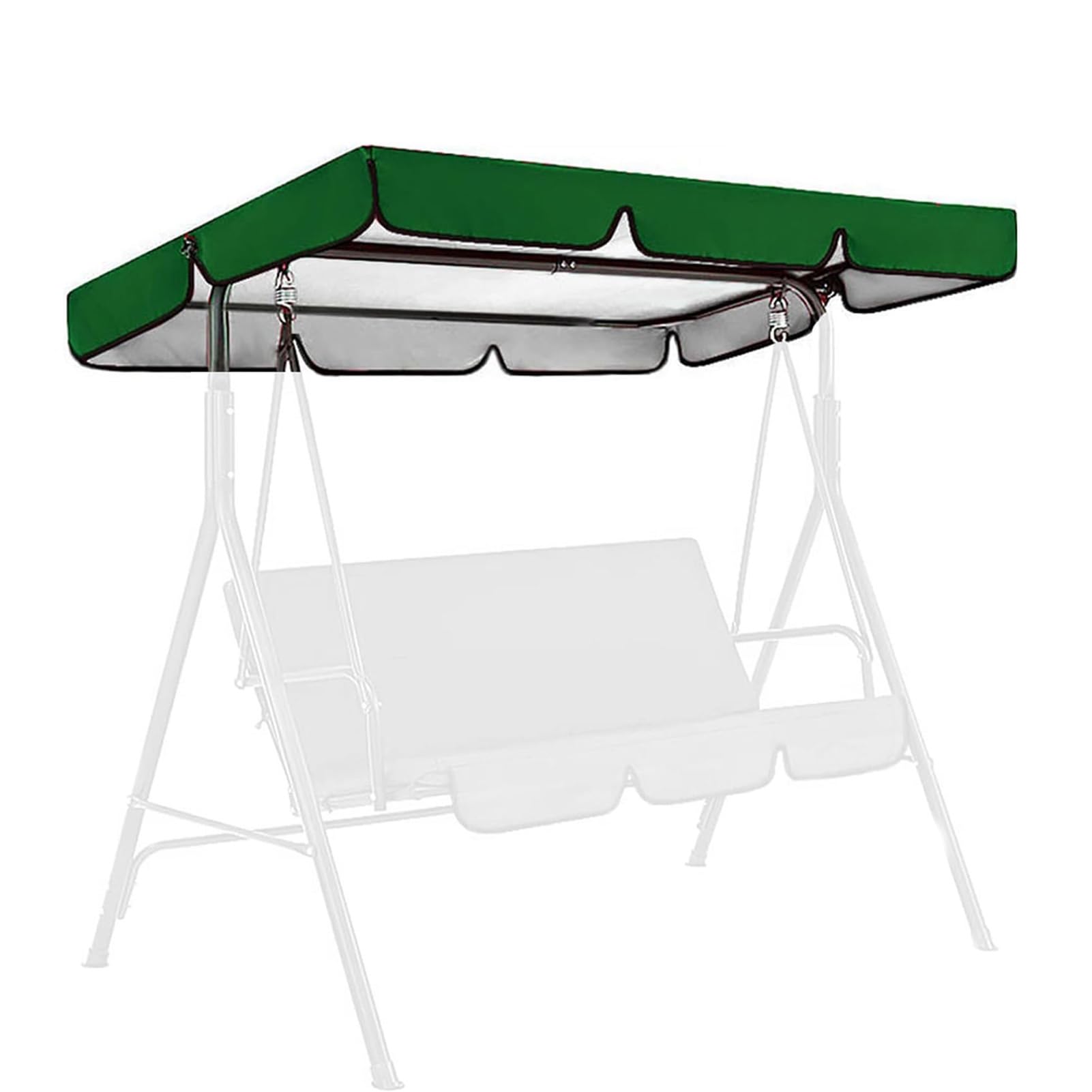 DLLDLGG Outdoor Swing Canopy Top Replacement, Garden Furniture Sun Shade Cover, 210D Rain and Snow Protection Porch Swing Canopy Replacement Cover for Patio Swing Chair(Dark green,74x52in)