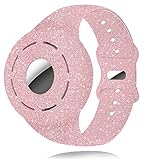 LitoDream AirTag Case Strap Wrist Band Soft Silicone, Protective Cover for Apple Air Tag Finder Location Tracker Holder Wristband for Kids Toddler BAB Children Old Man - Rose Gold