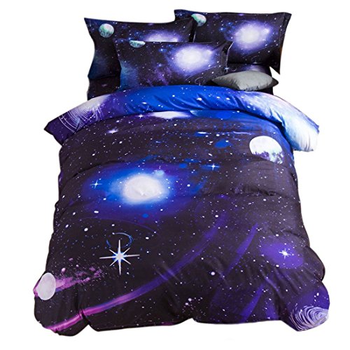 YOU SA 3D Blue Purple Galaxy Printing Bedding Duvet Cover Set Starry Bedding Full (06)