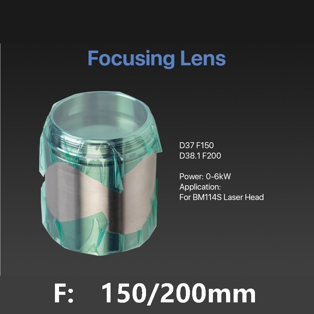 Lente di collimazione da 6 kW D37 F100 for testa di taglio laser, lente di messa a fuoco D38,1 F200 mm con supporto 1 pz.(150mm)