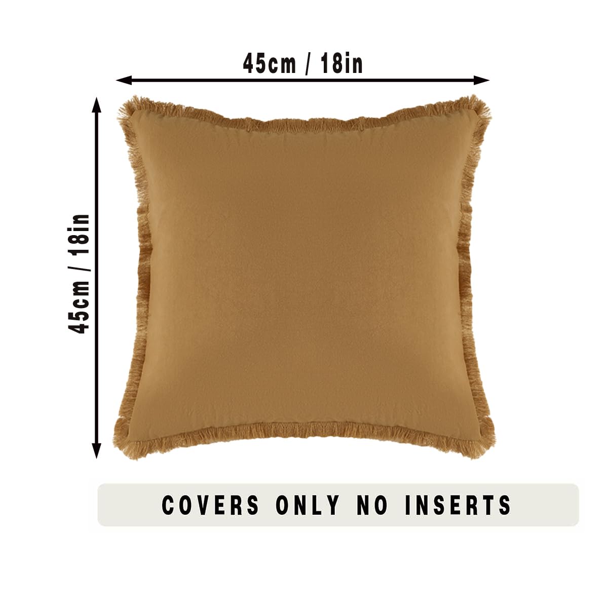 Tennove Cushion Covers 45x45cm Set of 2 Decorative Boho Throw Pillow Case with Fringe Tassels Washed Cotton Linen Soft Farmhouse Pillow Cover for Home Sofa Bed Room,Light Yellow - Image 2