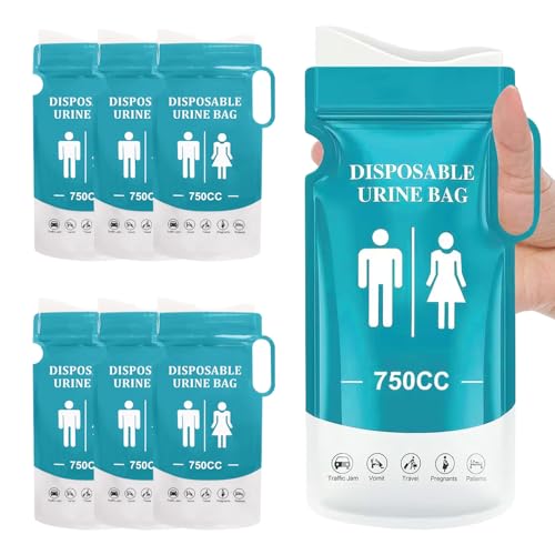 MOLENCO Urine Bags 750ml Emergency Toilet Pee Bags with Handle 7 Pcs Portable Wee Bags Travel Urinals for Men Women Camping Hiking Traveling Traffic Jams