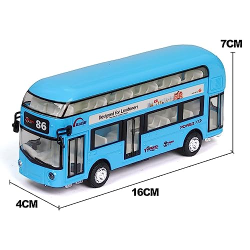 Image of DEOXY Diecast Double Decker Bus Toy for Kids Toy Bus with Light Sound Pull Back (6008 Blue)