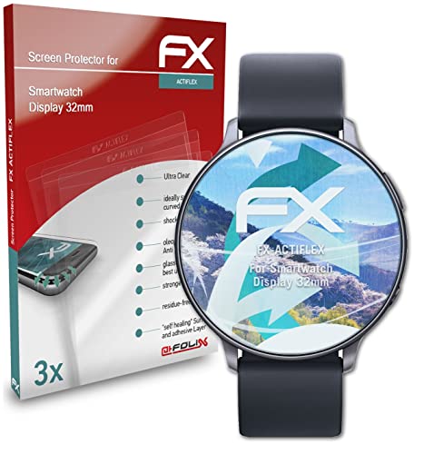 atFoliX Screen Protector compatible with Smartwatch Display 32mm Protector Film, ultra clear and flexible FX Screen Protection Film (3X)