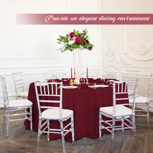 YMHPRIDE 12 Pack Round Tablecloth 90 inch Burgundy Table Cloths for Round Tables,Stain and Wrinkle Resistant Washable Polyester Tablecloths Burgundy Table Cloth 90 Round Table Cloth for Wedding Party by YMHPRIDE - Image 5