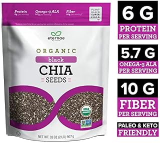 Eternae By Nature Organic Black Chia Seeds, 32 Oz - Keto, Vegan, Non-Gmo