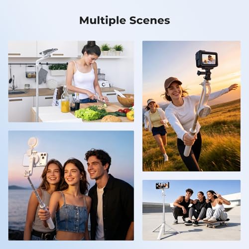 Image of K&F CONCEPT 72 inch Selfie Stick for iPhone, Phone Tripod | Clip & Magnetic, Light, Remote, 1s Open & Close, Compatible with iPhone 17-12 Osmo Pocket 4 /3 Luna Ultra, X97C6