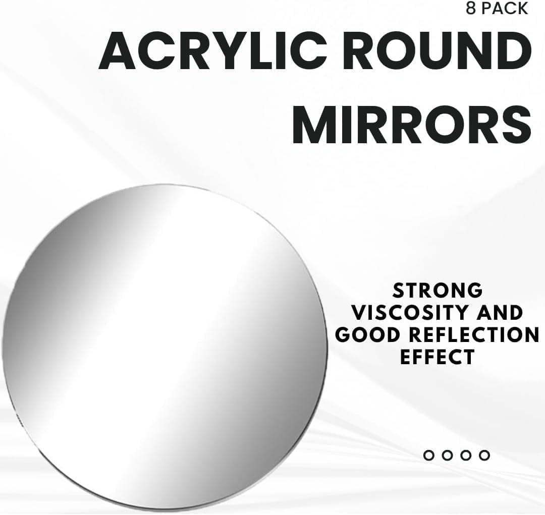 Acrylic Round Mirrors, 12 inch No Glass Circle Mirror Tiles Self Adhesive Mirror Stickers for Wall Home Living Room Bedroom Decor, Small Mirrors for Crafts (4, 12 inch/30cm) image 2