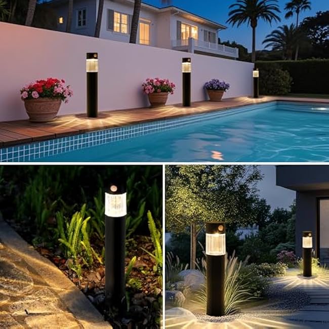 Solar Motion Sensor Pathway Lights Outdoor Waterproof IP65, Bright Outdoor Lights for Yard Walkway Driveway Patio, Solar Powered LED Landscape Lighting Garden Decor (Warm White, 2 Pack)