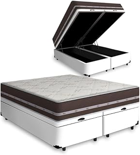 Cama box com baú queen + colchão de molas - anjos - classic s