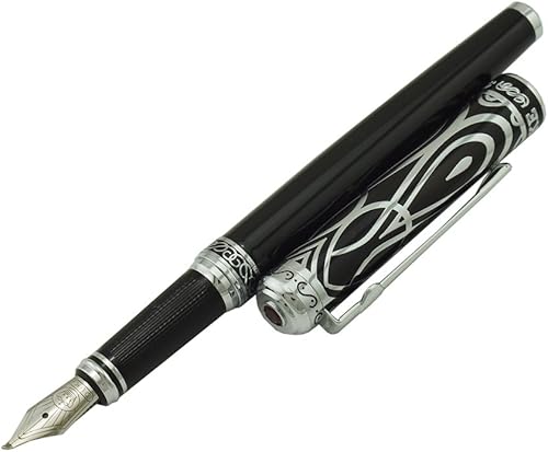 Lanxivi Duke Ruby Fude - Pluma estilográfica de caligrafía de tamaño fino a amplio para firma y dibujo artístico con estuche para bolígrafo