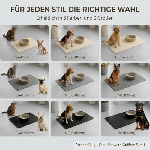 Miggo® Premium Napfunterlage [saugfähig & rutschfest] Katzen Zubehör | Napfunterlage Hund Katze Katzenmatte Futtermatte Katzen | Schuhmatte Hundenapf Unterlage für Futter, Wasser, Brunnen | Kunstleder