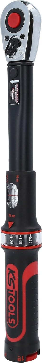 KS Tools 516.1522 Chiave Dinamometrica, ErgotorquePrecision con Testa a Cricco Reversibile, 5-50 NM, 3/8"