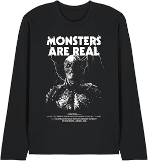 Stranger Things Unisex Stranger Things Vecna Monsters Are Real Unisex Long Sleeve T Shirt, Black T-Shirt (1er Pack)