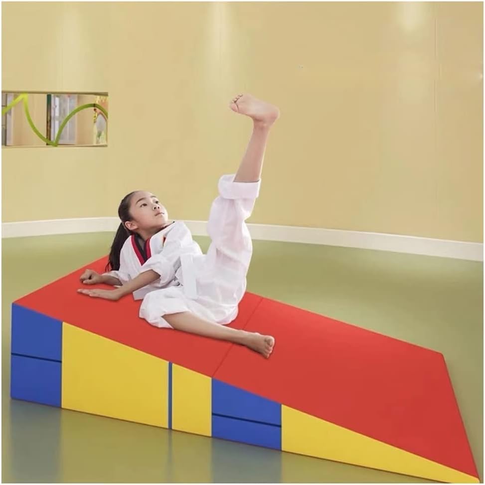 Portable Folding Incline Exercise Mat for Home Workouts Aerobics Gymnastics and Stretching - Compact Easy to Store Ideal