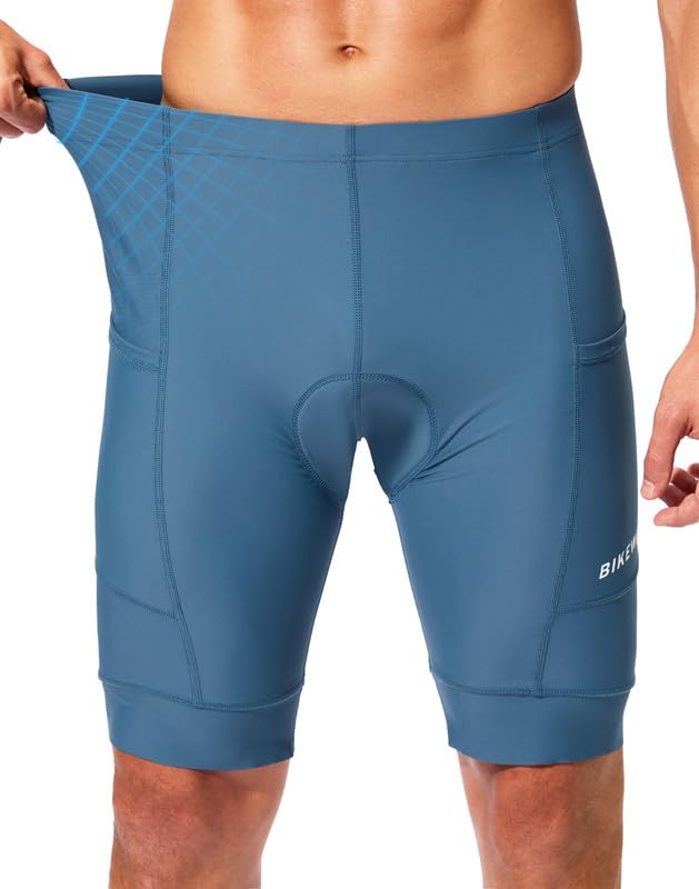 Bikewa Padded Bike Shorts for Men 4D Cycling Road Riding Biking Padding Bicycle Shorts with Phone Pockets