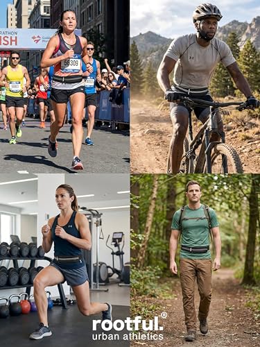 rootful.® Laufgürtel für Handy [HOCHWERTIG] Running Belt für Handy, Smartphone, Schlüssel UVM. | Bauchtasche Joggen für Herren und Damen | Deutsche Markenqualität