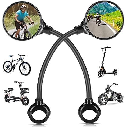 Wide bicycle mirror, 360° adjustable handlebar and rotating convex acrylic mirror, wide angle rear view mirror for mountain road bikes, cycling safety, pack of 2 Cover