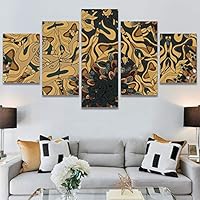 SIGNWIN 5 Panel Canvas Wall Art Modern Art Abstract Contemporary Edgy Mixed Media Multicolor Patterns for Home Decorations Ready to Hang - 60