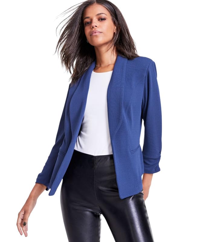 Bar III Womens Petite Shawl-Collar Blazer Caspian Waters Petite X-Small